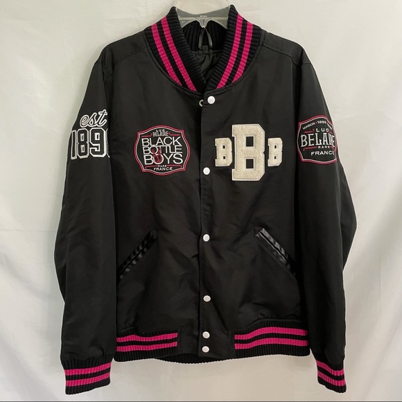 belaire rose varsity jacket
